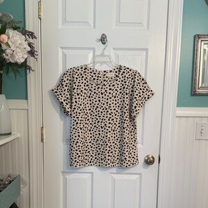 MELLODAY Black and Cream Polka Dot Blouse